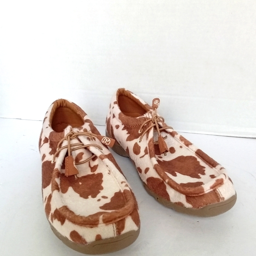 Roper Cow Print‎ Moccasin Loafers Casual Shoes Western Style
